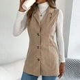 thumbnail image 7 of Gfyviroh Women's Corduroy Vests Ribbed Turn-down Collar Slim Jackets Casual Button Open Front Lightweight Sleeveless Coats, 7 of 7