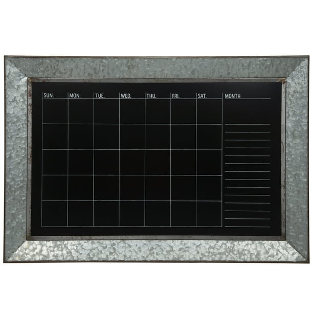 Rustic Galvanized Metal Framed Wall Mount Chalkboard Calendar