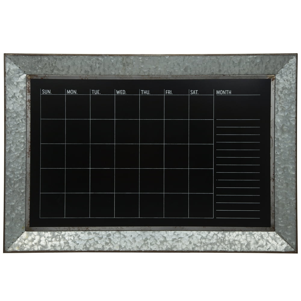 Rustic Galvanized Metal Framed Wall Mount Chalkboard Calendar Walmart