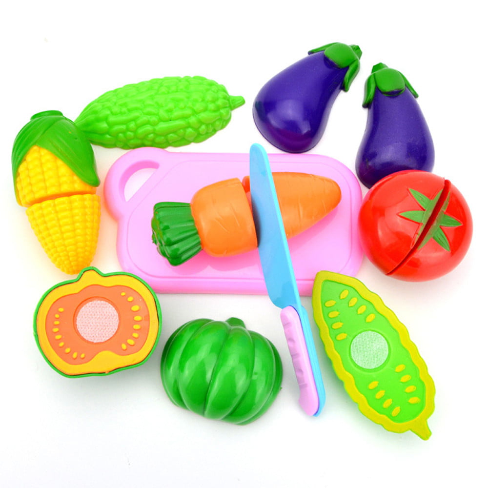 2017 Kids Pretend Role Play Kitchen Fruit Vegetable Food Toy Cutting  Gift Set.
