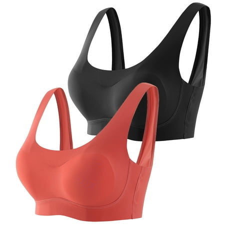 

Fsqjgq Running Girls Sports Bra for Women 2 Pieces Women s Bra Compression High Support Bra for Women s Every Day Wear Exercise and Offers Back Support Cotton Orange M