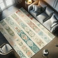 thumbnail image 4 of Ambesonne Southwestern Decorative Rug Carpet, Pastel Ethnic Botany, 2' 5" x 5', Teal Eggshell and Paprika, 4 of 5