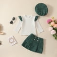 thumbnail image 2 of Toddler Baby Girl Outfits Fall Winter Clothes Knitted Cotton Long Sleeves Tops Mini Skirts Set, 2 of 8