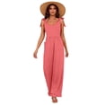 thumbnail image 2 of Jumpsuits for Women Sleeveless Wide Leg Loose Overalls with Pockets Bow Straps Summer Vacation Beach Long Rompers Watermelon Red 2XL, 2 of 5