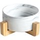 thumbnail image 1 of Cuenco redondo de cerámica para perros y gatos con soporte de madera, soporte de agua de cerámica duradero para mascotas, cuenco para perros con soporte, (mármol grande 20 cm), 1 of 5