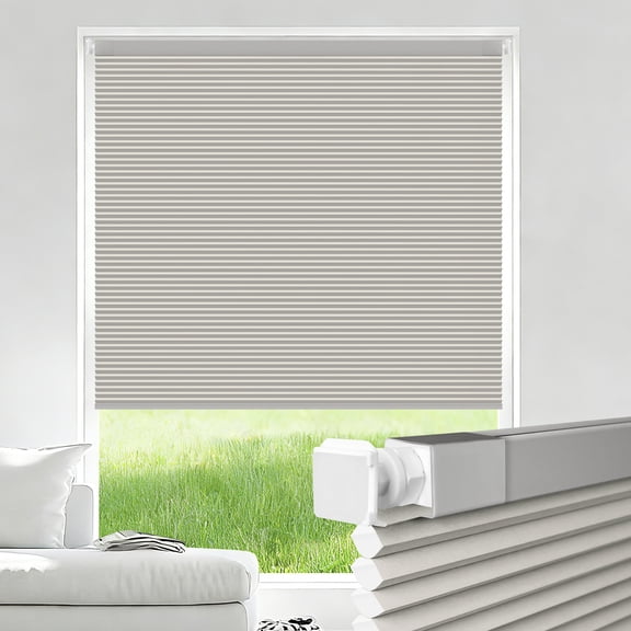 Shade&Beyond 34"x48" No Drill Cordless Light Filtering Cellular Shades, Thermal Insulating Noise Reducing Honeycomb Blinds for Indoor Windows, Gray