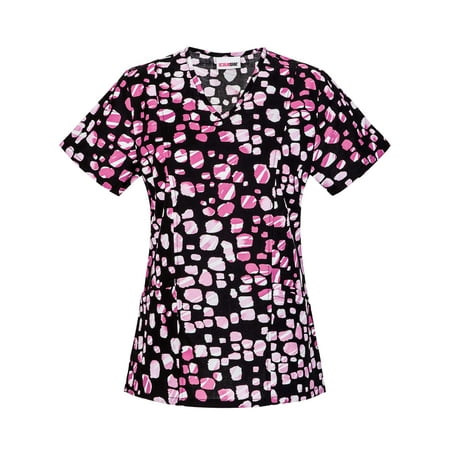 Women's Fashion Collection Cotton Print V-Neck Scrub Top