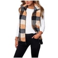 thumbnail image 5 of BSDJILFG Jacket Vests for Women Plus Size Fleece Color Block Plaid Shirts Sleeveless Thicken Collar Cardigans Winter Waistcoats Christmas Gifts, 5 of 8