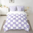 thumbnail image 2 of Homewish Geometric Plaid Grid Bedding Comforter Set 7pcs for Kids Teens,Purple White Queen Bedding Sets Super Cozy,Mid Century Queen Sheet Sets,Breathable Home Decor,Reversible, 2 of 8