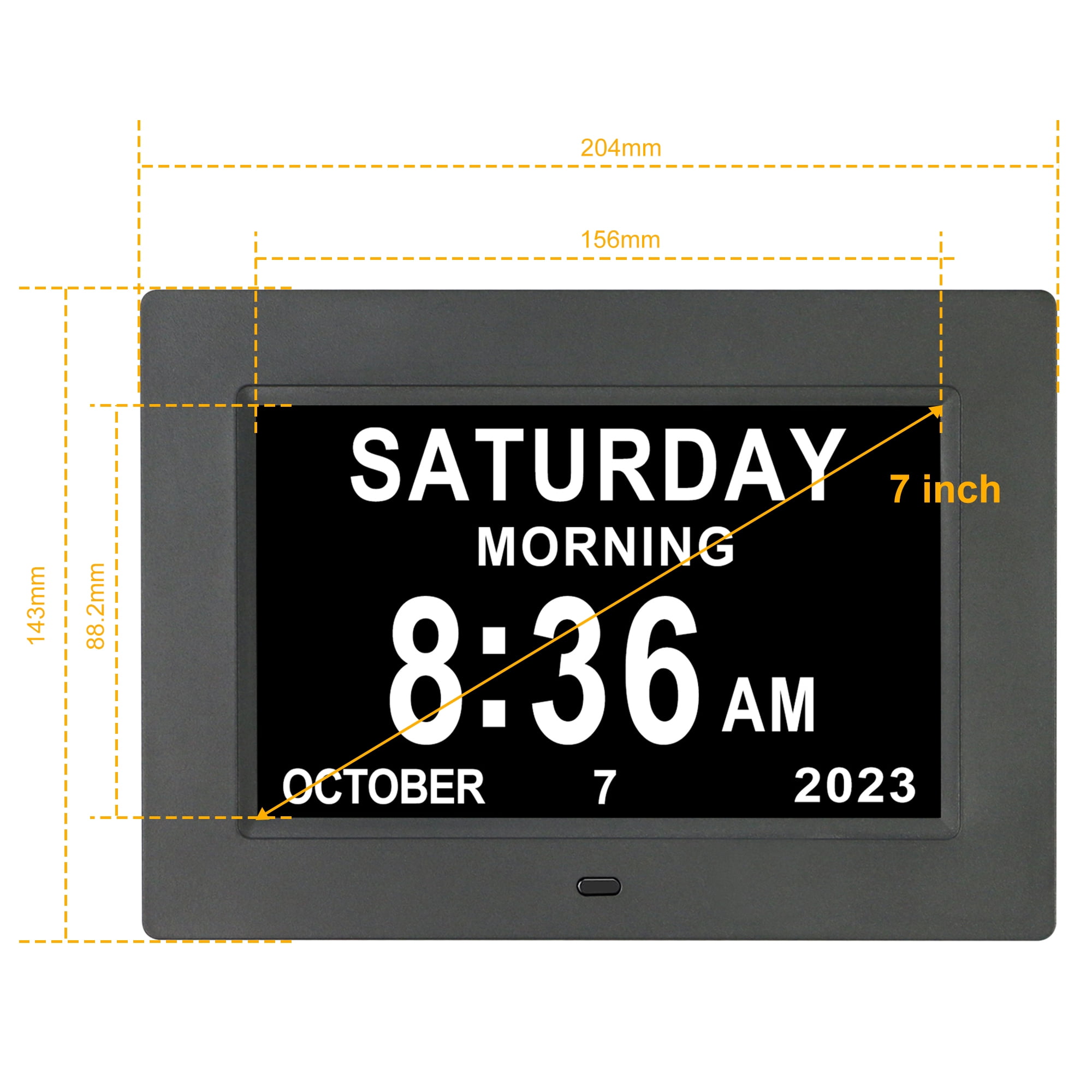 Digital Calendar Alarm Clock - Dementia Clocks for Seniors, Non-Abbreviated Memory Loss Clock with Date and Time for Elderly