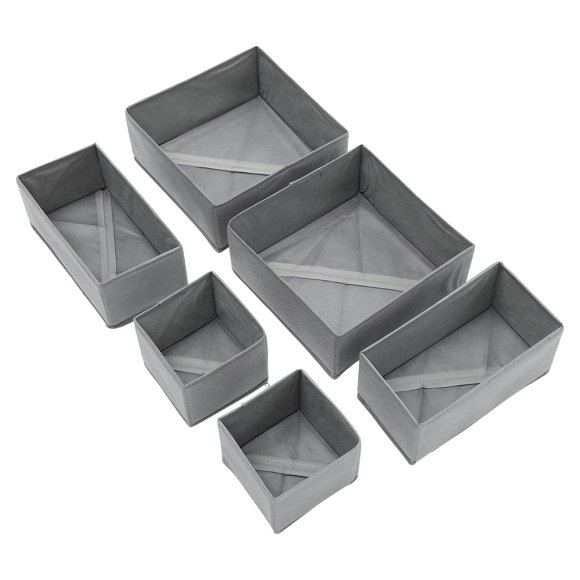 DEEPCRAFF 6Pcs Lingerie Storage Organizer Grey Nonwovens Socks Organization for