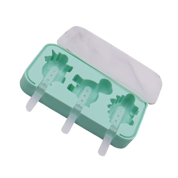 Wosthever Bonito molde para helado, moldes de silicona resistentes al calor, 3 ranuras, moldes antiadherentes de animales de grado alimenticio, Almacenamiento y organización del hogar Verde