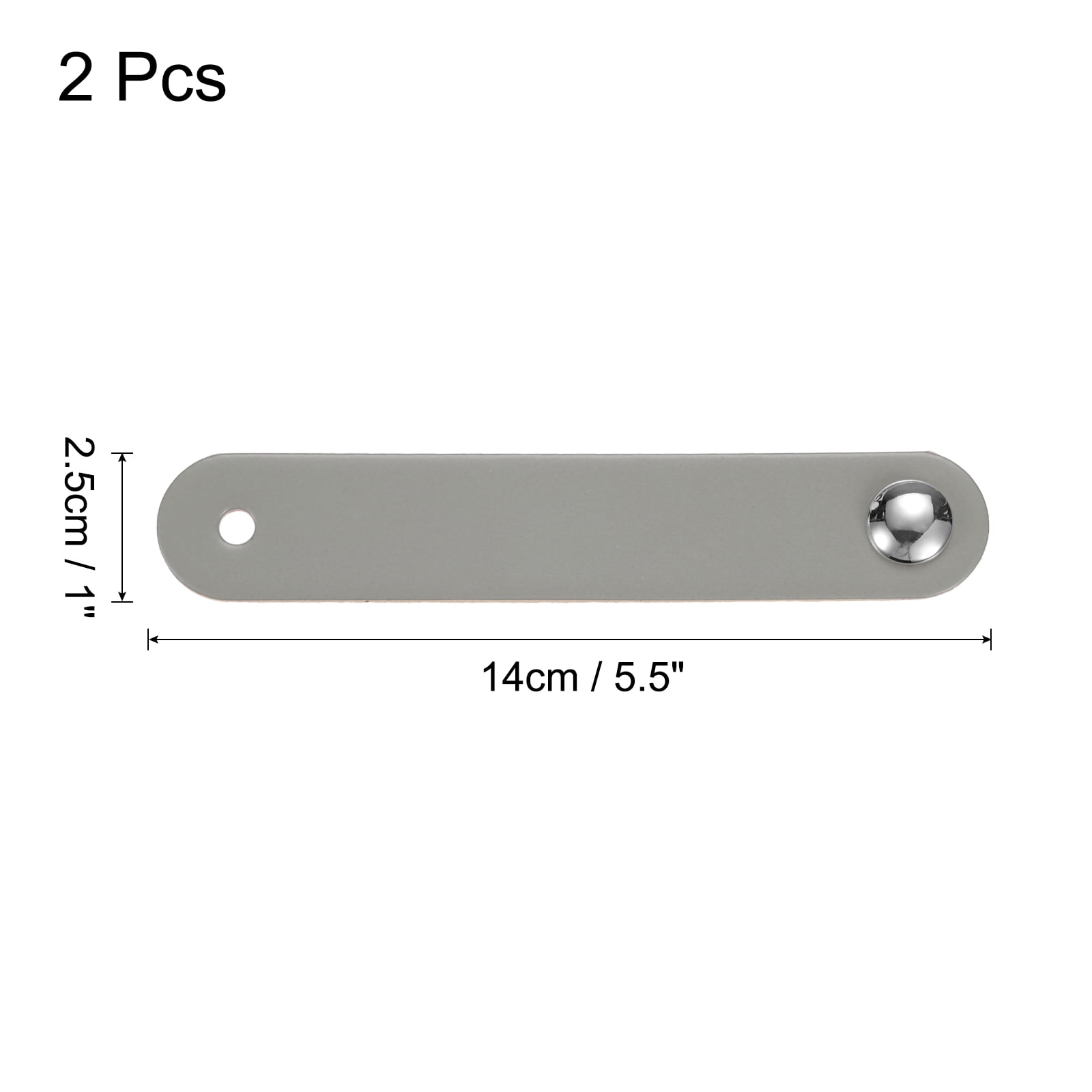 Unique Bargains Leather Drawer Pulls Single Hole Knobs Handles with Screws Grey/Silver