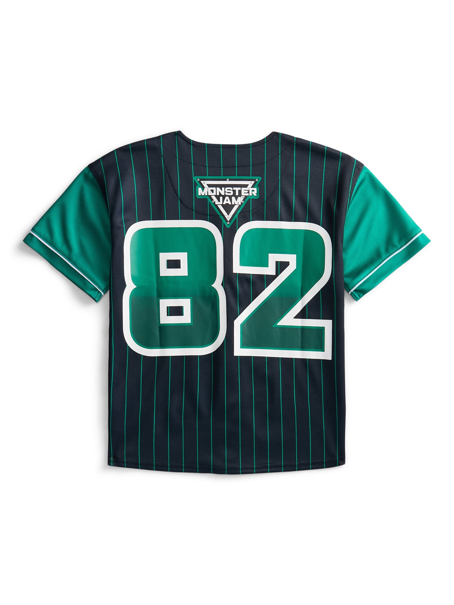 Monster Jam Boys Graphic Baseball Button Down Jersey with Short Sleeves, Sizes 4-12