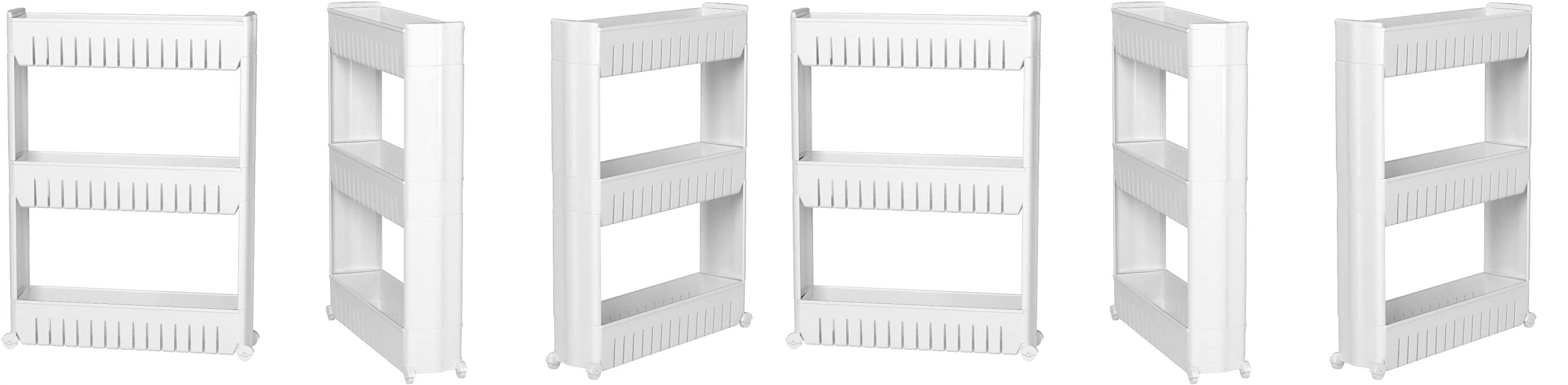 Modern Home Narrow Sliding Storage Organizer Rack - Laundry/Bathroom/Kitchen Portable Storage Shelves