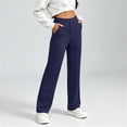 thumbnail image 2 of hlysgo Women's Wide Leg Trousers High Waisted Stretchy Pants Loose School Trendy Clothes Casual Work Pant with Pockets Dark Blue,3xL, 2 of 5