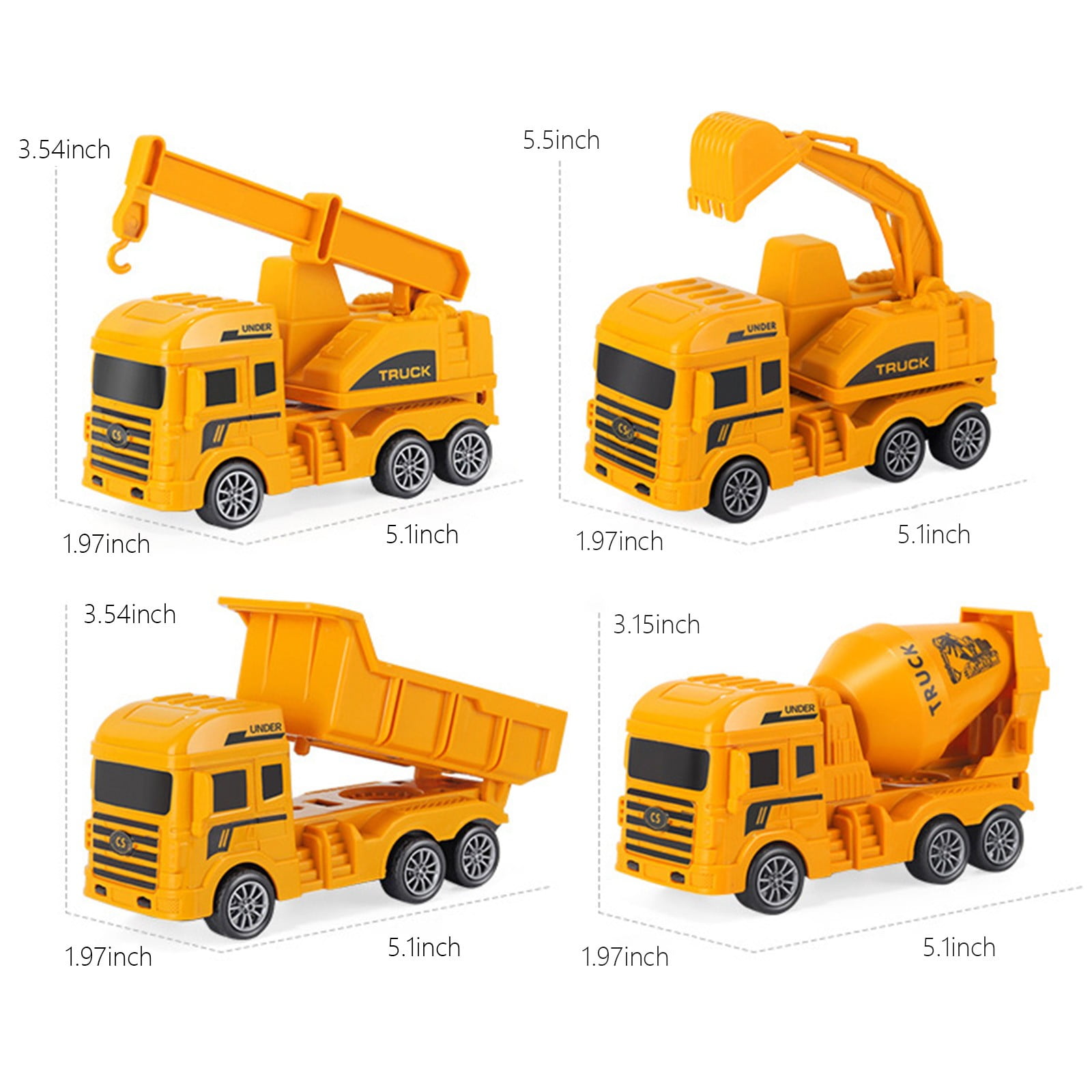13 Piece Pull Back Construction Vehicles Set, Crane Excavator Dump Truck Cement Mixer with Accessories, Educational Engineering Toy
