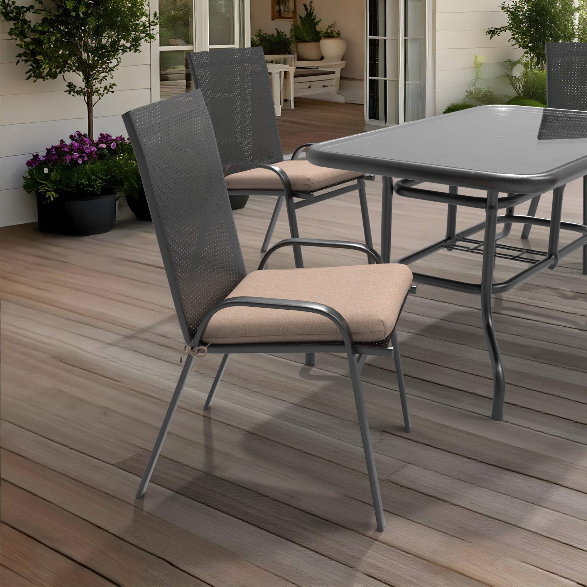 Covers & all Olefin Square Dining Chair Cushions 3" Foam Tear and UV Resistant Outdoor chairs