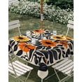thumbnail image 3 of Square Outdoor Tablecloth with Umbrella Hole Orange Yellow Black Botanical Outside Table Cloth Waterproof Patio Table Cover Modernism Floral Spring Zipper Tablecloths for Picnic Camping 54x54 Inch, 3 of 8