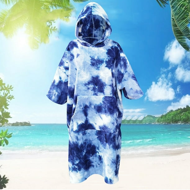 Peggybuy Surf Poncho Towel Multifunctional Beach Poncho Microfiber Fabric  Bath Swim Towel 