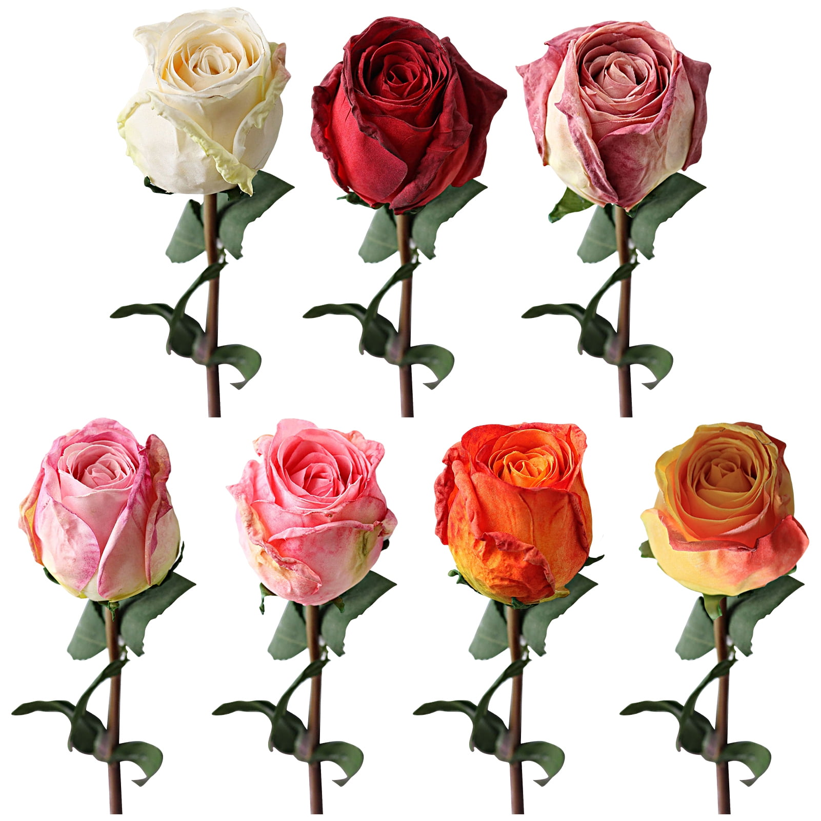 nbuaila Artificial rose petals do not wither fireroasted rose curling