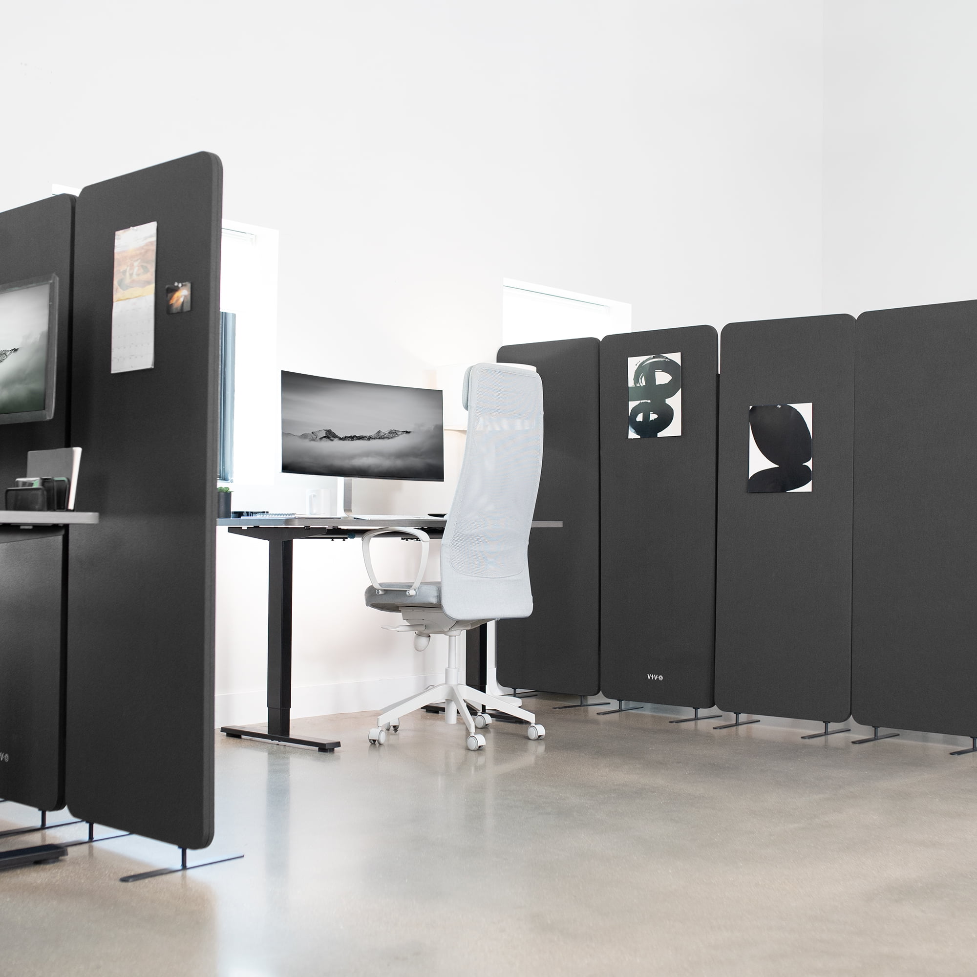 VIVO Dark Gray 72 x 66 inch Privacy Panel Office Partition, Cubicle Room Divider