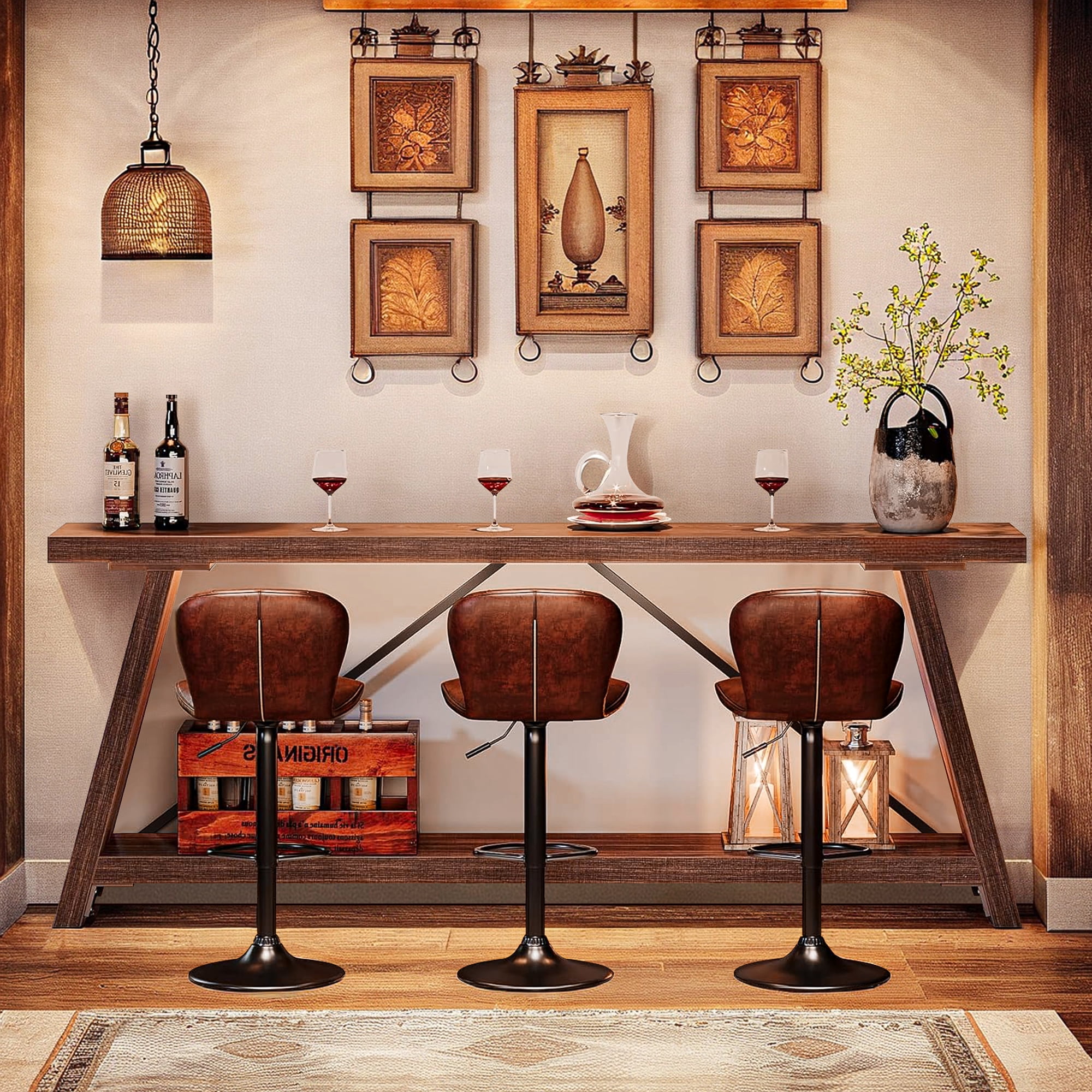 Demi Bonn 70.9" Console Table, Rustic Vintage Narrow Sofa Table for Entryway, Living Room, Hallway, Brown