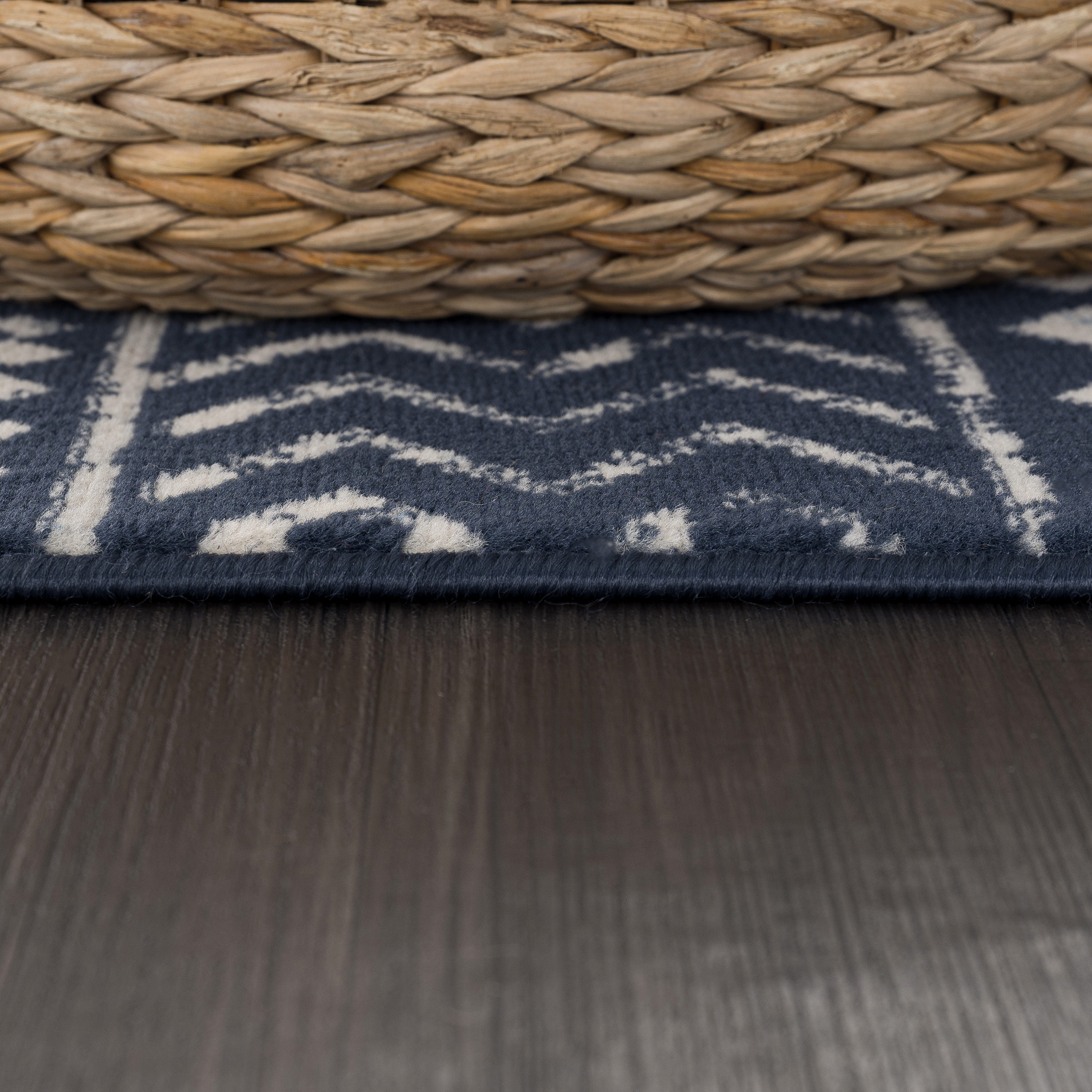 CAMILSON Crystal Navy Blue Area Rug 5'x7' Oval Boho for Living Room Bedroom Dining Room Navy Blue / Cream Indoor Area Rugs