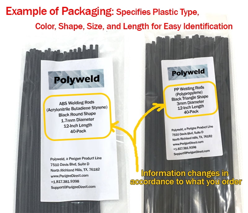 Polypropylene PP Plastic Welding Repair Rods-40ft 40pk-12in x 3mm Natural-White 