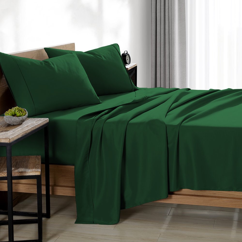 Bare Home Double Brushed Microfiber Sheet Set (Queen, Forest Green