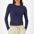 thumbnail image 2 of T-Shirts pour Femmes à Manches Longues en Coton T-Shirts à Manches Longues pour Femmes Tee pour Femmes Col Rond Crop Top Chemise Randonnée Chandail à Manches Longues Tee-Shirt Basique Uni Chemises Femmes pour Compression à Manches Longues, 2 of 5