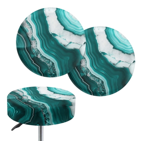 ZUXONGSY Marble Print Round Stool Covers 2 PCS Size S Stool Covers Cushion 12"-14" Stretchy Circle Chair Dust Covers Protector Easy to Install and Clean for Kitchen Cafe Hotel