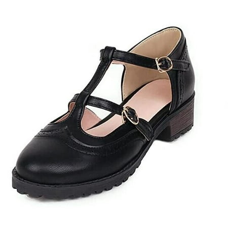 

Women s T-Strap Mary Jane Mid Heel Ankle Strap Dress Pumps Shoes Size 10