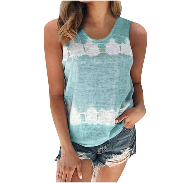 Dagugfen Plus Size Tank Tops for Women Comfy Lightweight Sleeveless Loose Color Block Round Neck Shirts Fashion