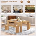 thumbnail image 6 of EUROCO 3-Piece Dining Table Set for 4, 60" Wood Kitchen Room Table Set with 2 Benches,Space-Saving Design for Apartment, Small Space and Breakfast Nook,Natural, 6 of 8