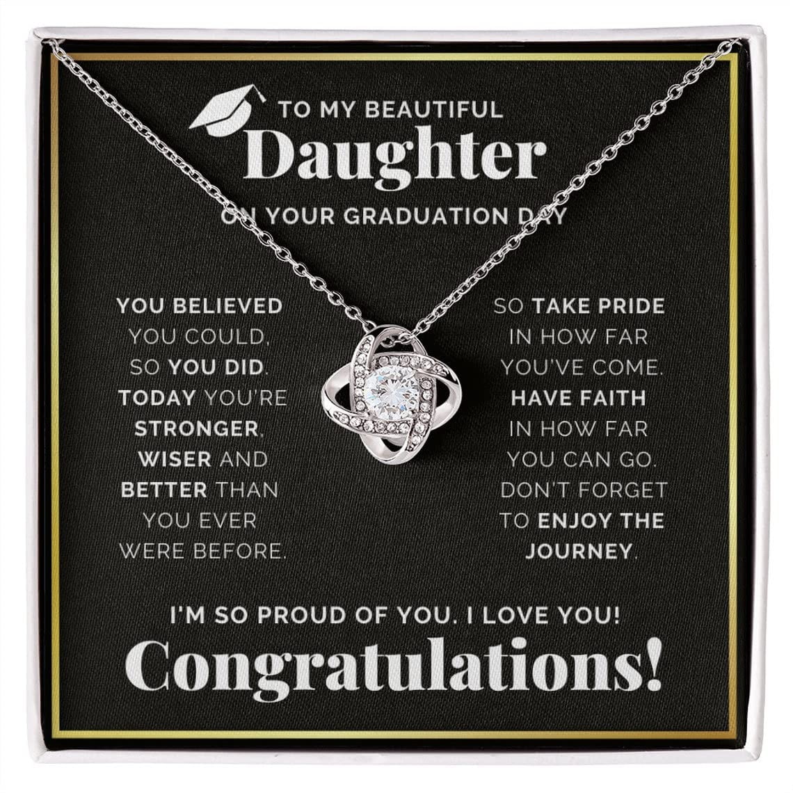 Daughter Graduation Necklace, Graduation Daughter, College Graduation Her, Graduation Her, High School College Graduation Her #392, Gold Love Knot Necklace