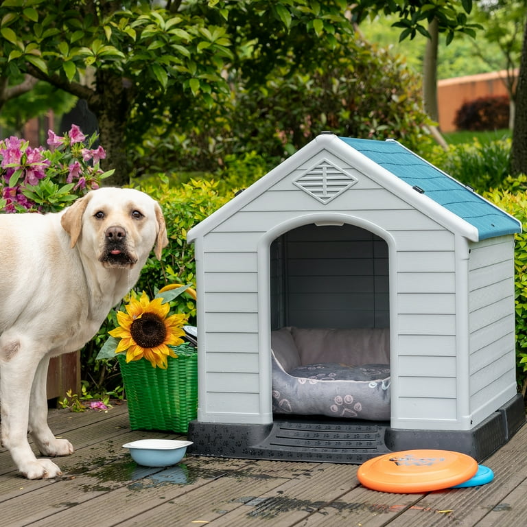 Homall Dog Kennel Plastic Dog House Indoor Outdoor for Large Dogs 27.6 inch All Weather Doghouse Puppy Shelter with Air Vents Elevated Floor