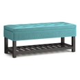 thumbnail image 1 of Banc d'Appoint de Rangement Cosmopolitan 44" avec Fond Ouvert en Tissu Velours Aqua, 1 of 10