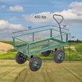 Heavy Duty Garden Cart with Big Wheels, Steel Yard Dump Wagon, Lawn Utility Cart, Outdoor