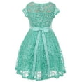 thumbnail image 2 of Big Girls Cap Sleeve Glitter Lace Pearl Holiday Junior Bridesmaid Flower Girl Dress USA Mint 10 (2J1K0S2), 2 of 4
