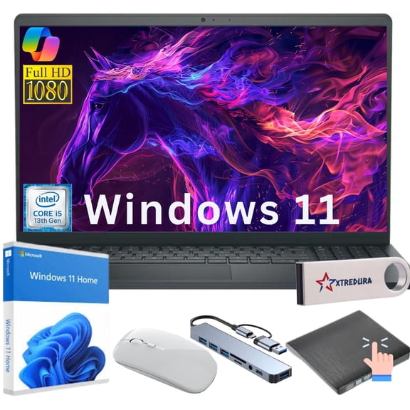 Dell DC15250 15.6" Full Touchscreen Laptop, 13th Gen Intel i5-1334U, 32GB RAM, 256GB SSD, Windows 11 Home   Copilot AI Ready, Gift Set