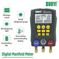 DUOYI Digital Manifold Gauge, 2-Valve HVAC Diagnostic Tool with 89 Refrigerants, Temperature & Pressure Meter for AC Repair, Home & Automotive Use with Hook