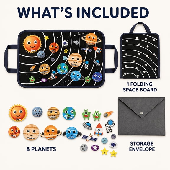 Kids Solar System Felt Story Board, 31 x 46 cm Reusable Felt Learning Activity Board, Ages 3