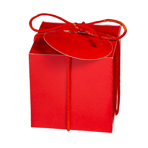 Fun Express Red Favor Boxes with Tie & Tag - 12 Pieces