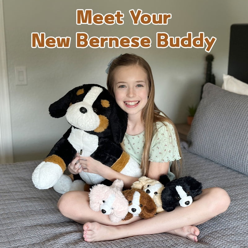 Muiteiur 5Pcs Bernese Mountain Dog Stuffed Animal 24'' Plush Toy with 4 Puppies Inside