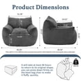 thumbnail image 2 of Puf Gericco Giant Plush para adultos con reposabrazos, color gris, 2 of 8