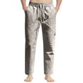 thumbnail image 4 of Men's Summer Casual Drawstring Slim Fit Cotton Linen Sports Pants, 4 of 4