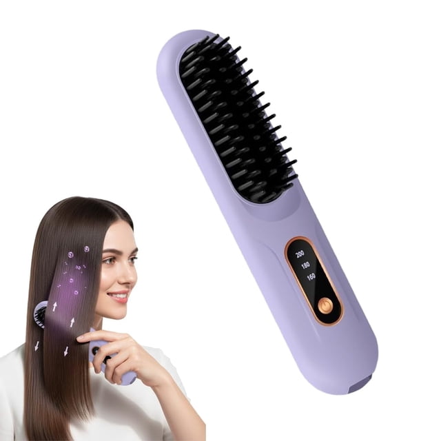Cepillo inalámbrico de la enderezadora del pelo for el viaje, mini cepillo caliente recargable del USB con LCD