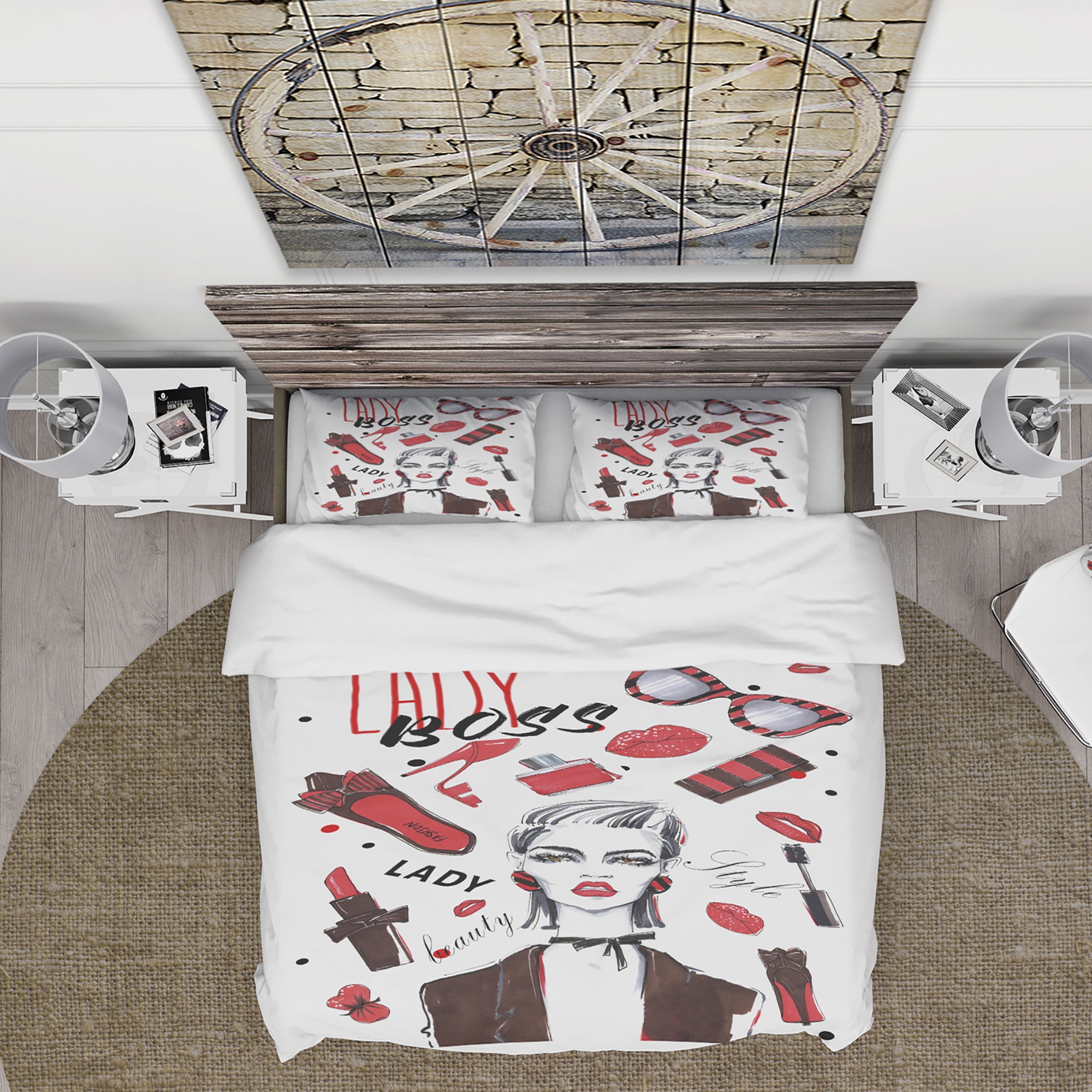 Designart 'Fashionable Girl with kits' Glamour Duvet Cover Set