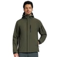 thumbnail image 2 of Muvtei Men's Hooded Softshell Jacket Fleece Lined Waterproof Hooded Soft Lightweight Windbreaker Shell Jacket Outdoor Hiking Rain Jacket Army-2XL, 2 of 11